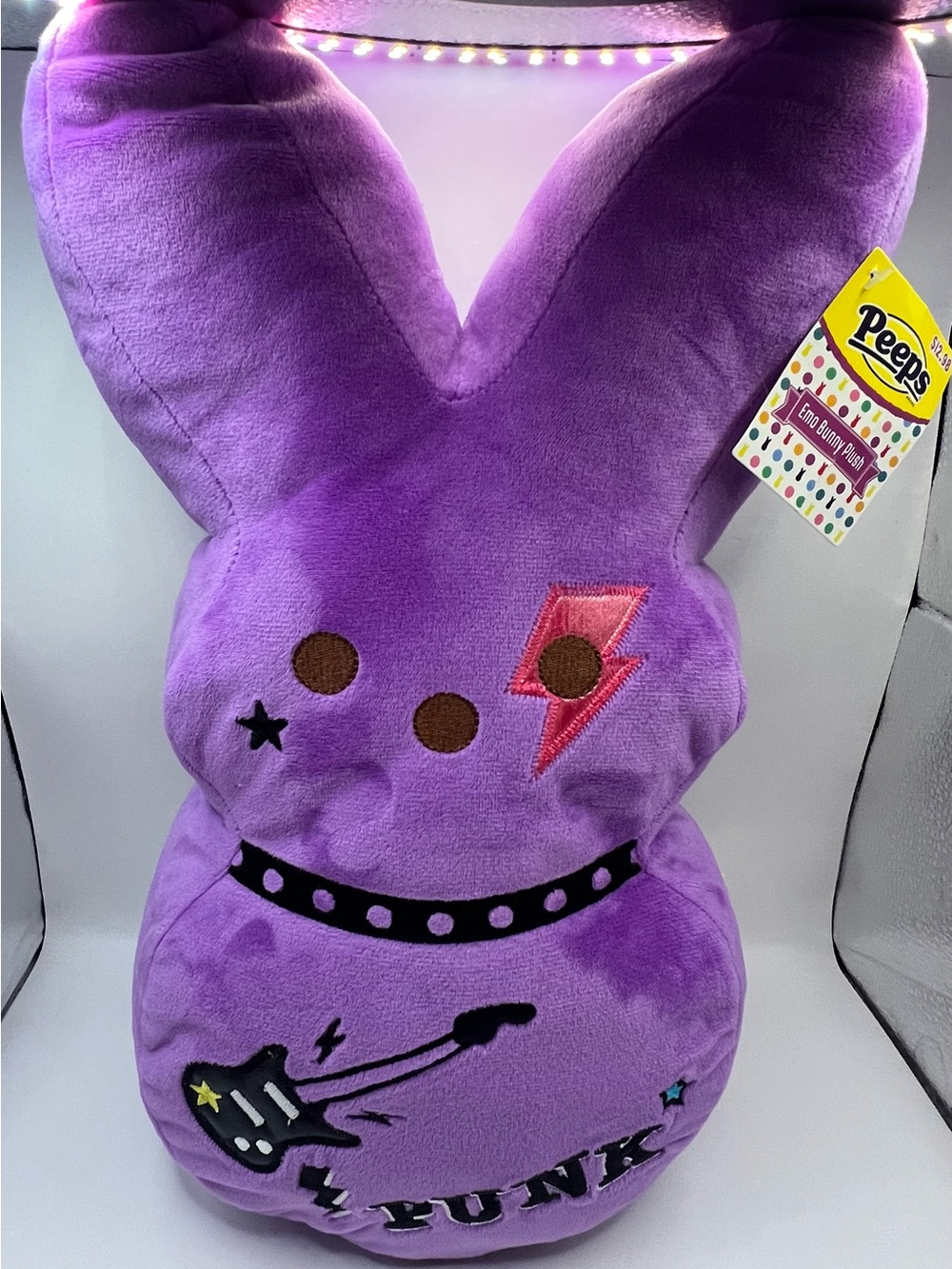 Peeps Easter Emo Purple Bunny Punk Rock Plush Rabbit 15” W/Tag